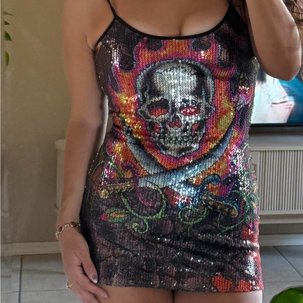 Vintage rare Y2K Ed Hardy Mini Sequin Dress
